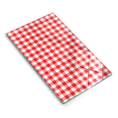 Tábua de cozinha com estampa xadrez vermelho e branco