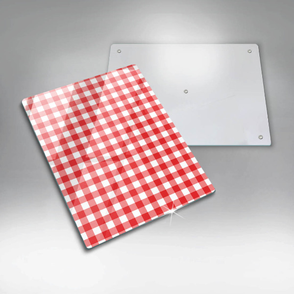 Tábua de cozinha com estampa xadrez vermelho e branco