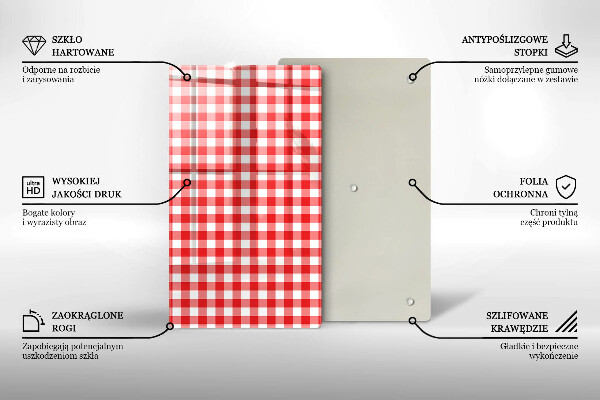 Tábua de cozinha com estampa xadrez vermelho e branco