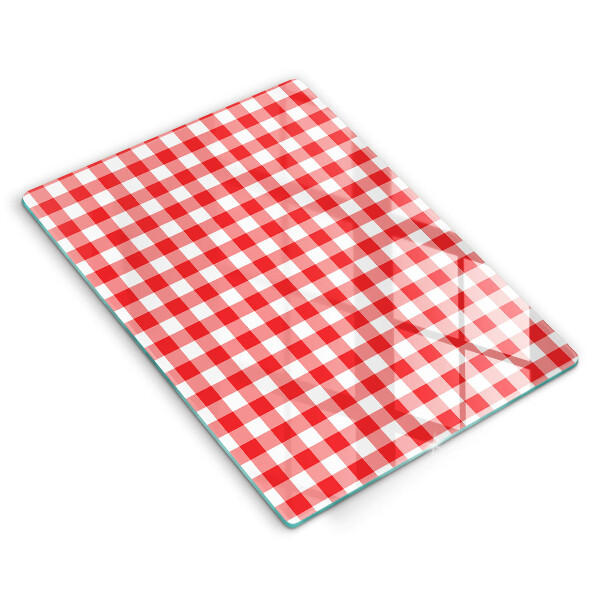Tábua de cozinha com estampa xadrez vermelho e branco