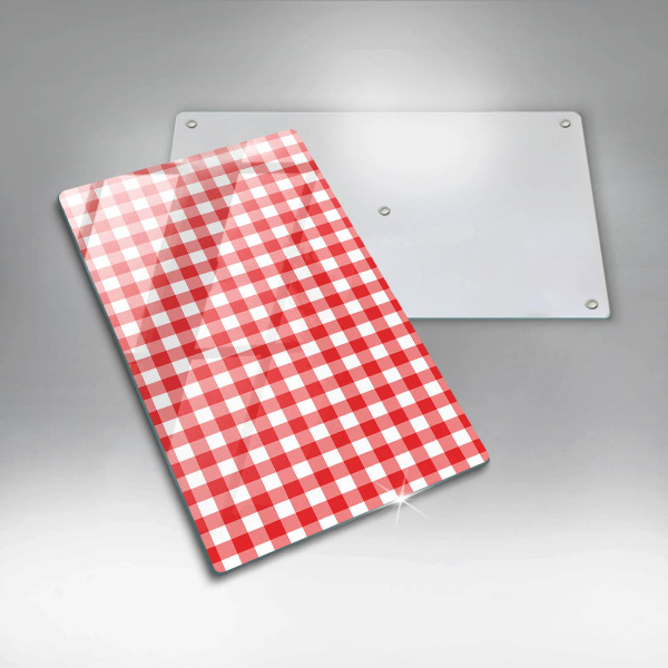 Tábua de cozinha com estampa xadrez vermelho e branco
