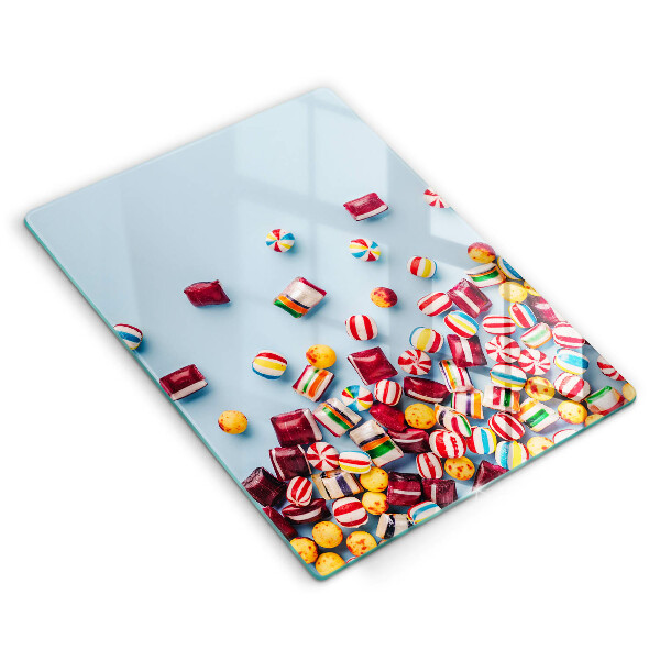Tábua de corte com estampas de doces coloridos
