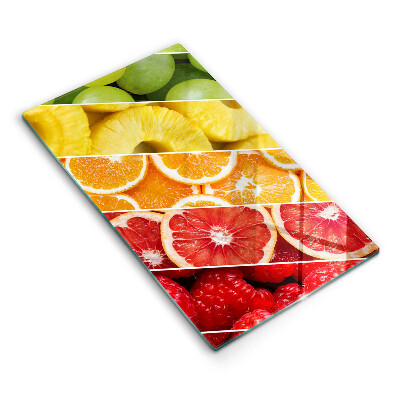 Tábua de cortar alimentos com estampa de frutas coloridas