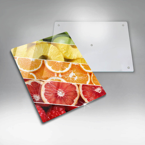 Tábua de cortar alimentos com estampa de frutas coloridas