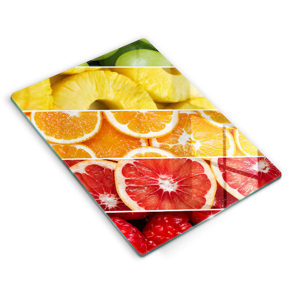 Tábua de cortar alimentos com estampa de frutas coloridas