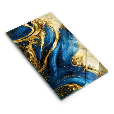 Tábua de corte de mármore azul e dourado