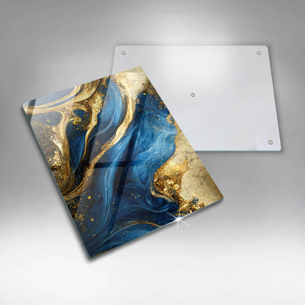 Tábua de corte de mármore azul e dourado