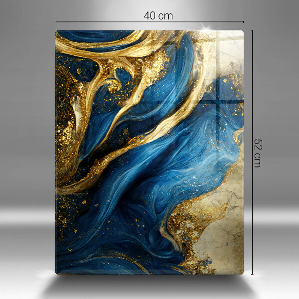 Tábua de corte de mármore azul e dourado