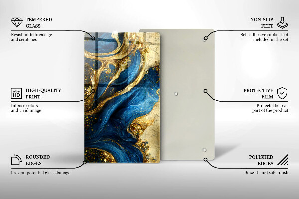 Tábua corte Mármore azul e dourado