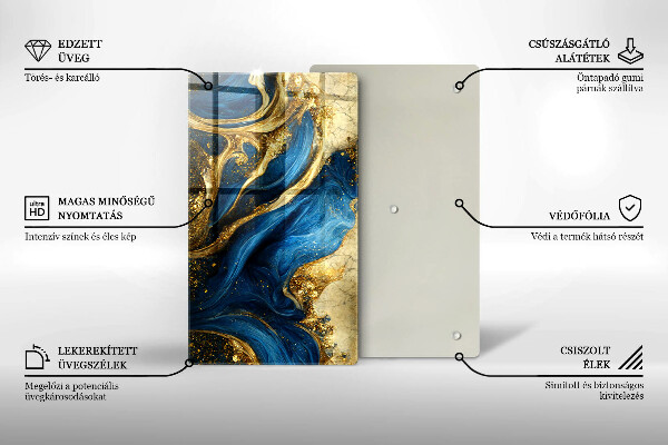 Tábua de corte de mármore azul e dourado