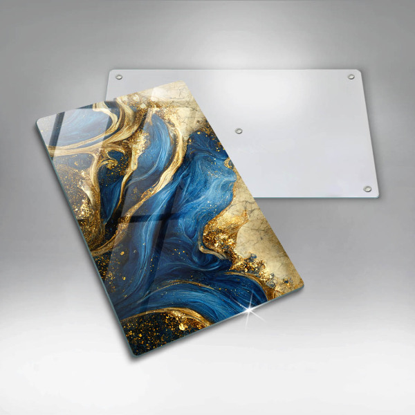 Tábua de corte de mármore azul e dourado