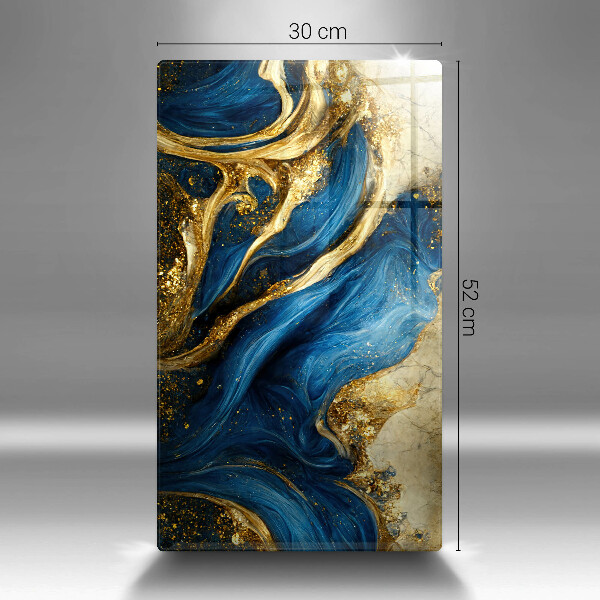 Tábua de corte de mármore azul e dourado