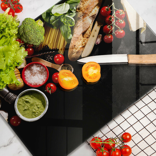 Tábua para corte Ingredientes e especiarias italianas