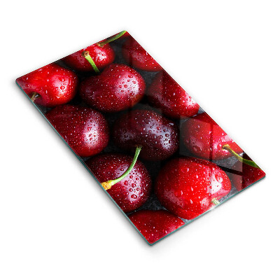 Tábua de vidro com estampa de close-up de cerejas