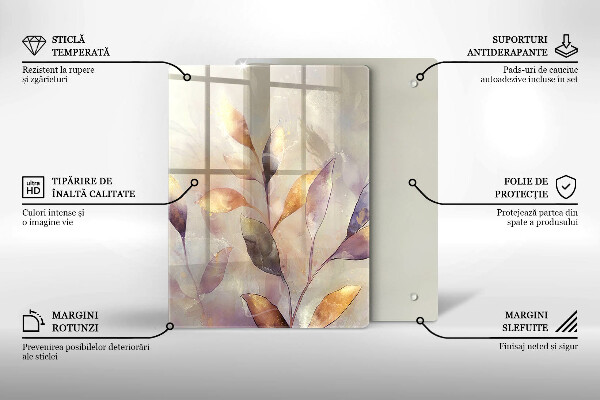 Tábua de corte de vidro decorada com vegetais