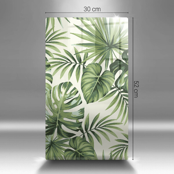 Tábua de vidro com ilustração de folhas de monstera