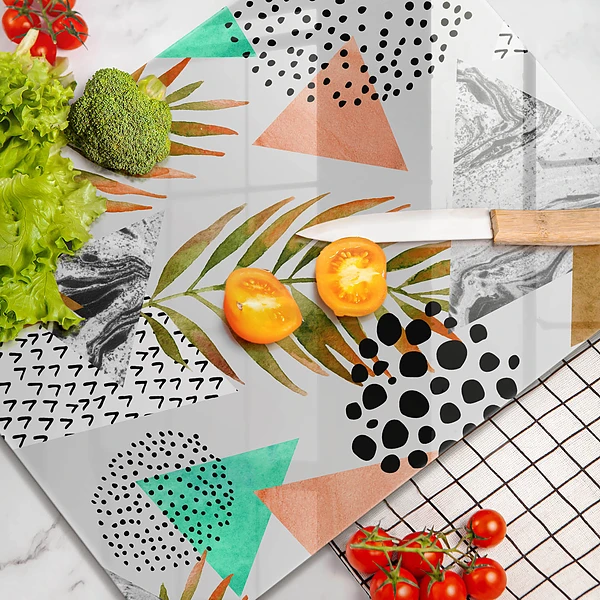 Tábua de cozinha com estampa de folha estilo boho