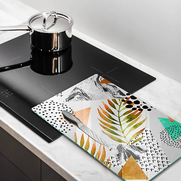 Tábua de cozinha com estampa de folha estilo boho