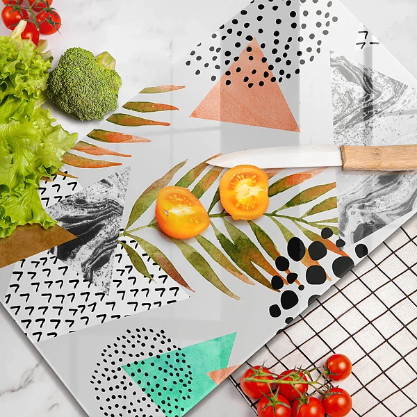 Tábua de cozinha com estampa de folha estilo boho