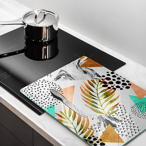 Tábua de cozinha com estampa de folha estilo boho