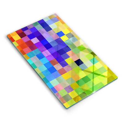 Tábua para cozinha com estampa de quadrados de pixels coloridos
