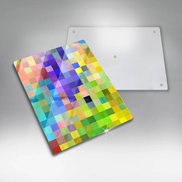 Tábua para cozinha com estampa de quadrados de pixels coloridos