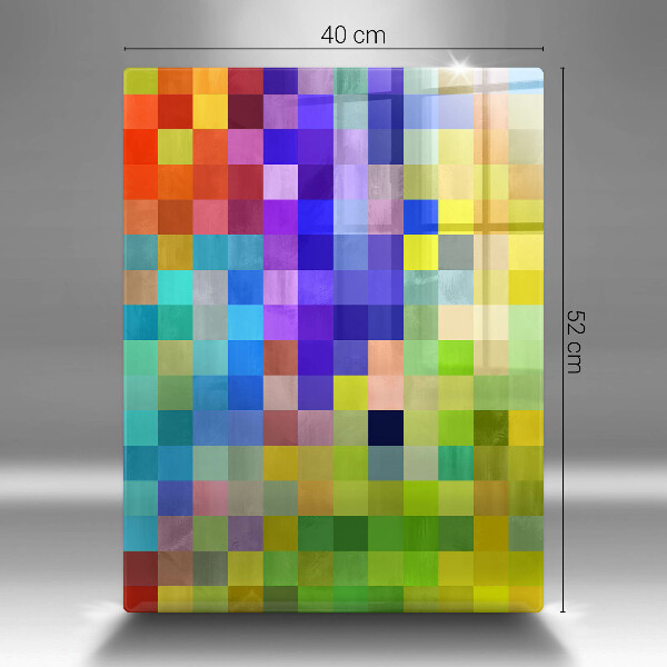 Tábua para cozinha com estampa de quadrados de pixels coloridos