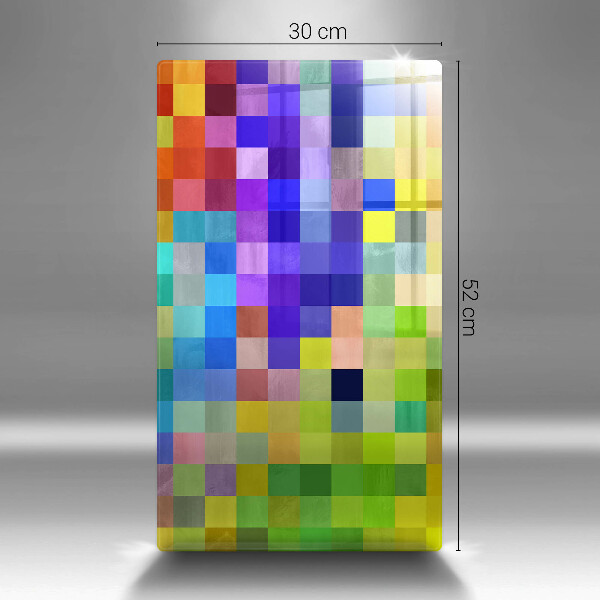 Tábua para cozinha com estampa de quadrados de pixels coloridos