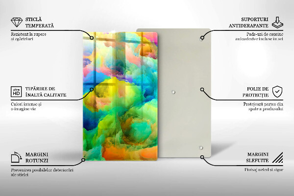 Tábua de cortar com estampa de abstração colorida