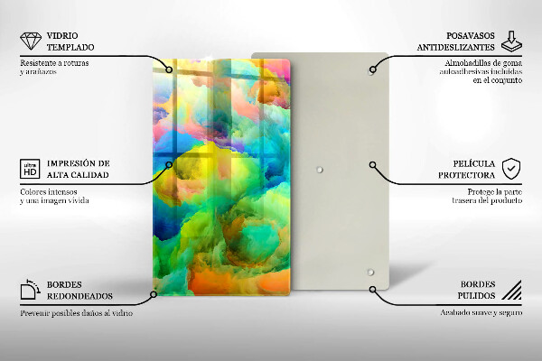 Tábua de cortar com estampa de abstração colorida