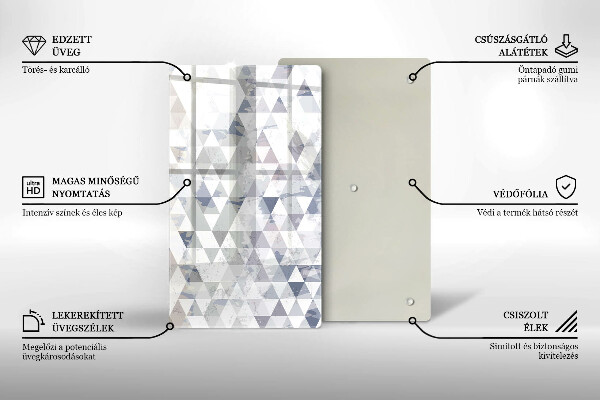 Tábua de cortar de vidro com padrão triangular