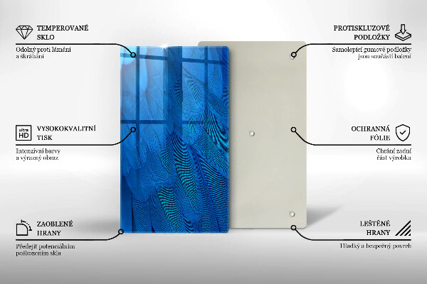 Tábua de vidro penas de pássaros