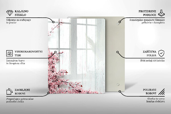 Tábua de vidro penas de pássaros