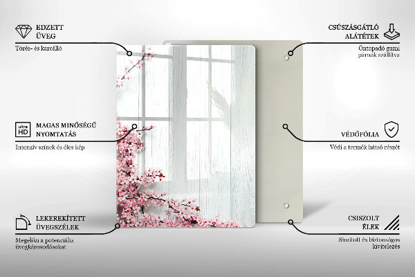 Tábua de vidro penas de pássaros