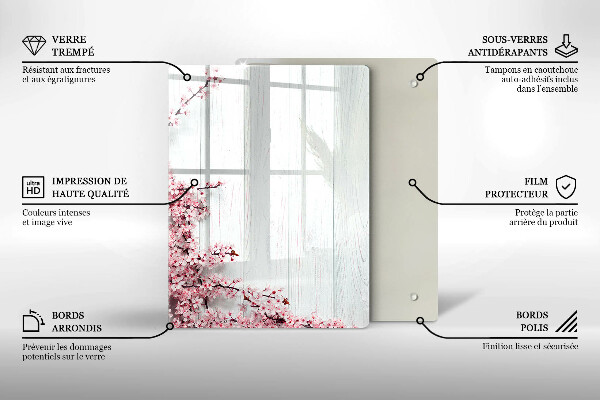 Tábua de vidro penas de pássaros