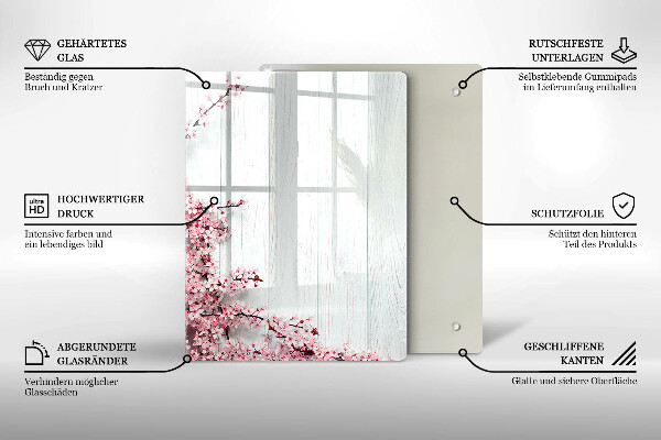 Tábua de vidro penas de pássaros