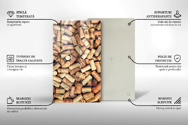 Tábua de cortar com estampa de rolhas de vinho