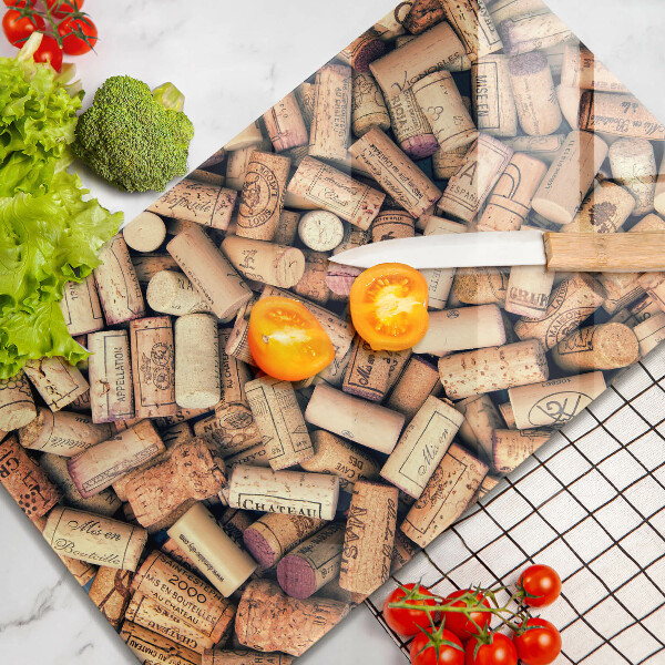 Tábua de cortar com estampa de rolhas de vinho