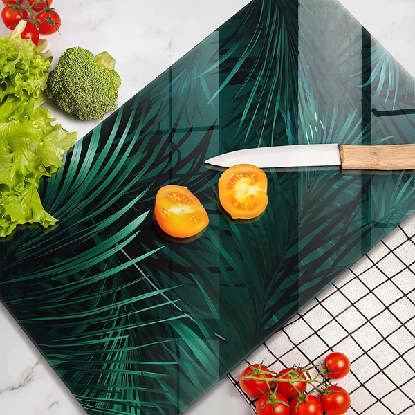Tábua para cozinha com estampa de folhas selvagens