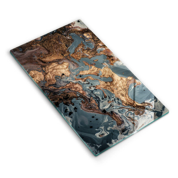 Tábua de corte de pedra decorativa com detalhes em ouro