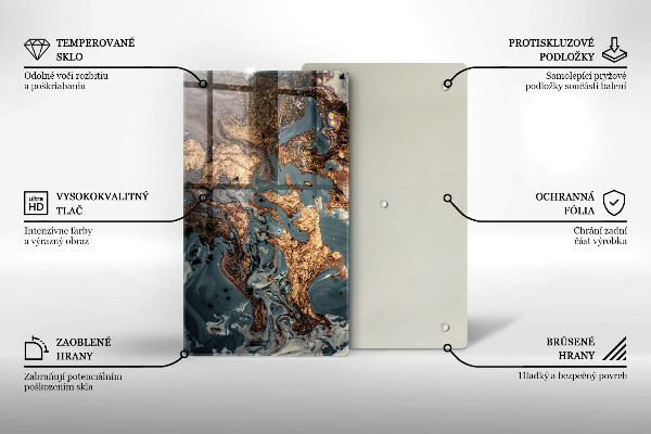 Tábua de corte de pedra decorativa com detalhes em ouro