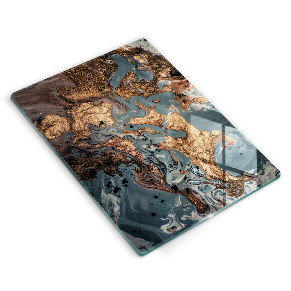 Tábua de corte de pedra decorativa com detalhes em ouro