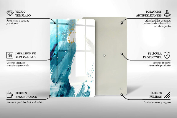 Tábua de cortar de vidro Manchas azuis