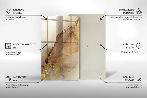 Tábua de vidro Ouro abstrato