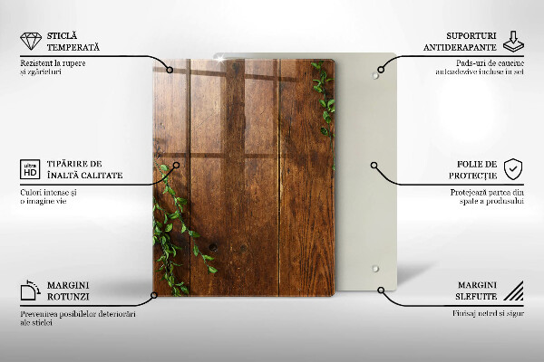 Tábua de vidro com estampa abstrata dourada