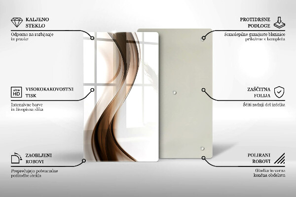 Tábua de vidro Linhas marrons abstratas