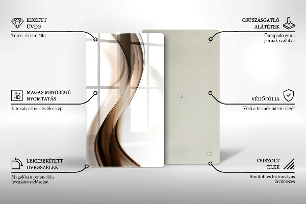 Tábua de vidro Linhas marrons abstratas