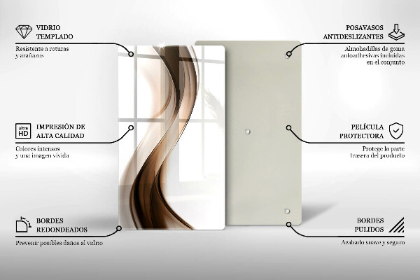 Tábua de vidro Linhas marrons abstratas