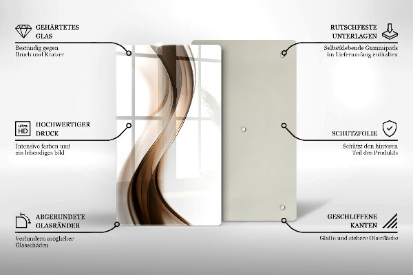 Tábua de vidro Linhas marrons abstratas