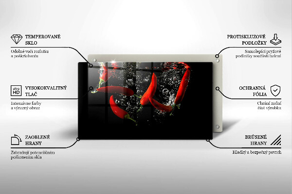 Tábua para corte Pimentas em água
